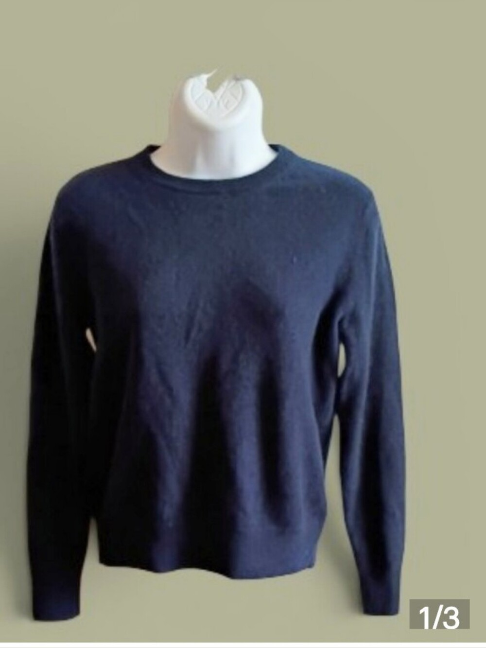 Quince Cashmere Classic Crewneck Sweater in Navy Blue sz S